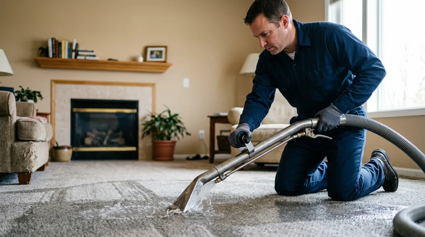 Water damage restoration technician working near Compton, AR